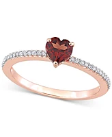 Garnet (1/2 ct. t.w.) & Diamond (1/10 Heart Promise Ring 10k Rose Gold