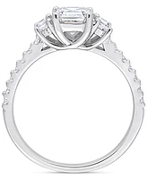 Moissanite (1-1/3 ct. t.w.) Three Stone Ring Sterling Silver