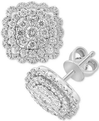 Effy Diamond Cluster Stud Earrings (1-1/20 ct. t.w.) in 14k White Gold