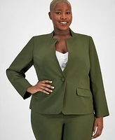 Le Suit Plus Single-Button Blazer Slim-Fit Pantsuit