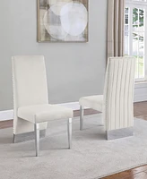 Best Quality Furniture 26" L x 20" W 42" H Velvet Side Chairs with Line Tufted Back and Chrome Legs, Set of 2