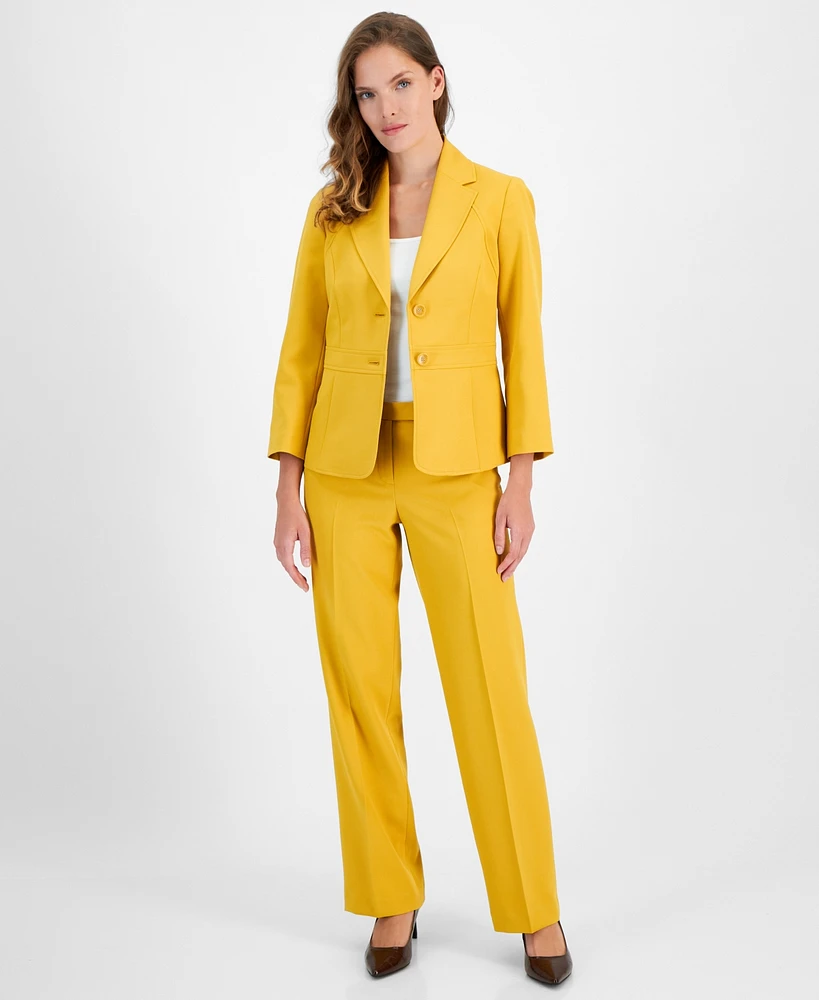 Le Suit Crepe Two-Button Blazer & Pants, Regular and Petite Sizes