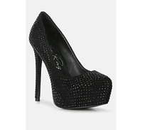 Clarisse diamante faux suede high heeled pumps