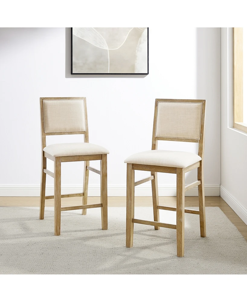 Crosley Joanna 2-Piece Polyester Upholstered Counter Height Bar Stool Set
