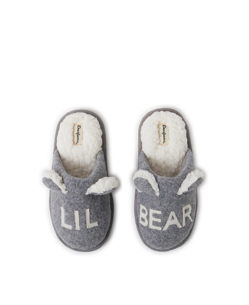 Dearfoams Kid's Casey Lil Bear Family Scuff Slipper