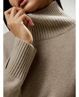 Lilysilk Women's Turtleneck Relaxed-Fit Cashmere Sweater