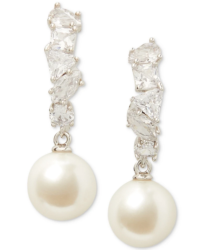 Kate Spade New York Silver-Tone Cubic Zirconia & Imitation Pearl Drop Earrings