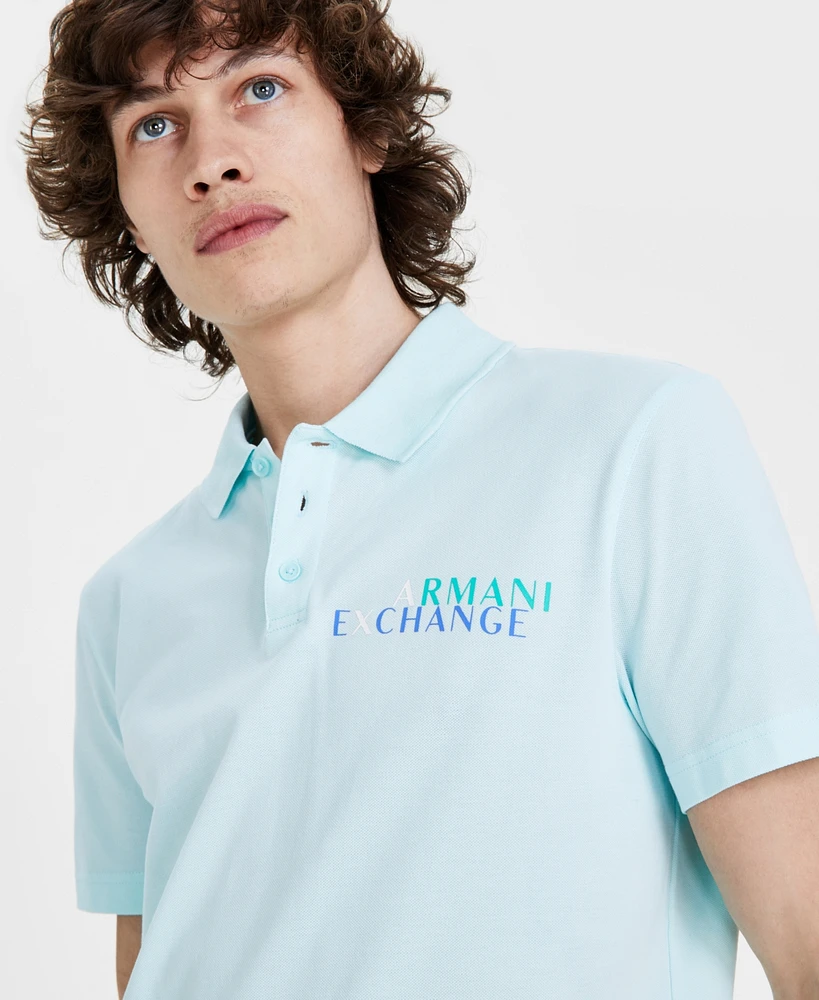 A|X Armani Exchange Men's Short Sleeve Multicolor Logo Polo Shirt