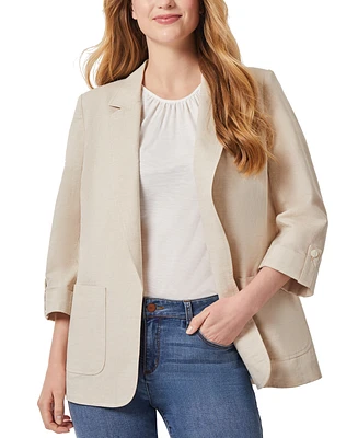Jones New York Women's Notched-Collar Rolled-Sleeve Jacket