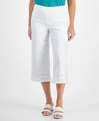 Jm Collection Petite Fringe-Trim Capri Pants, Created for Macy's