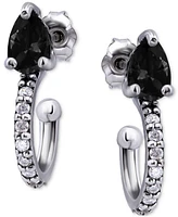 Giani Bernini Black & White Cubic Zirconia Pear Small Hoop Earrings in 18k Gold-Plated Sterling Silver, 0.75", Created for Macy's