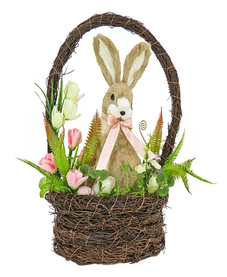 National Tree Company 17" Easter Bunny Basket Table Decor