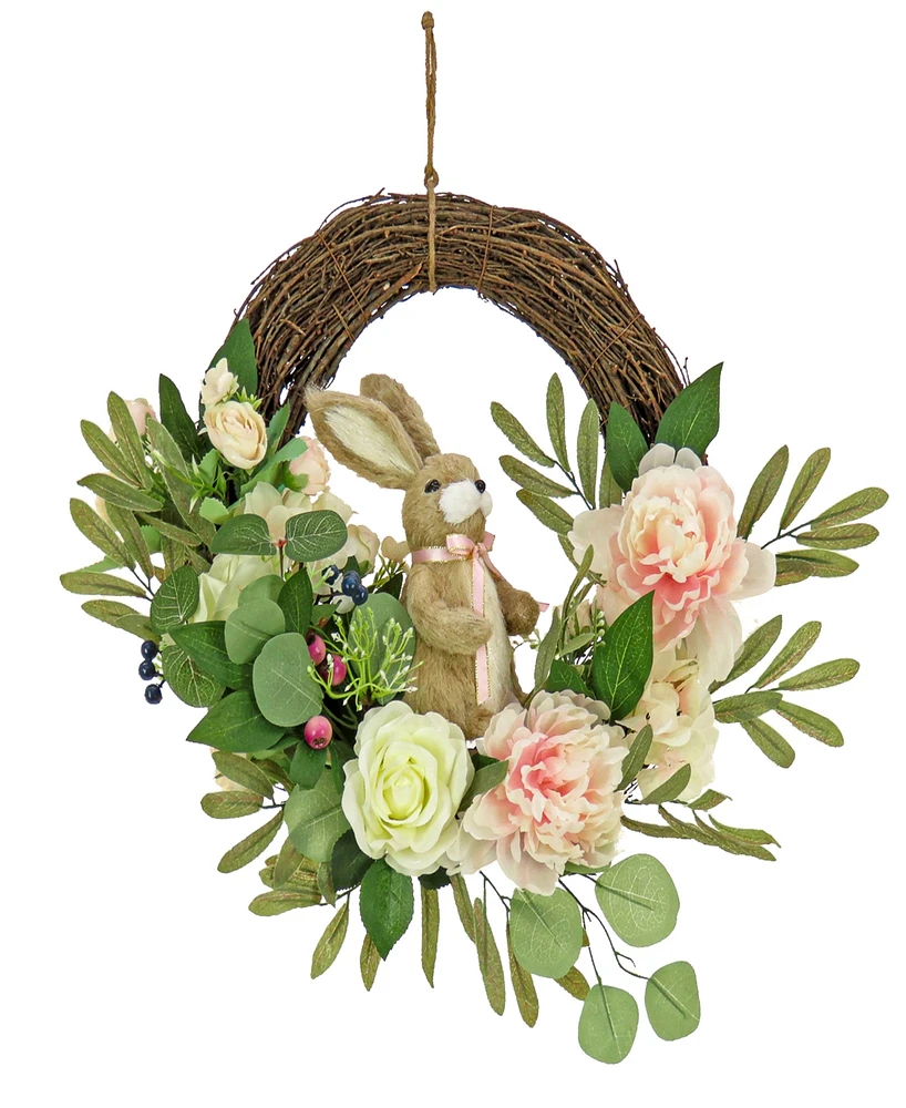 National Tree Company 20" Bunny and Leafy Floral Wreath