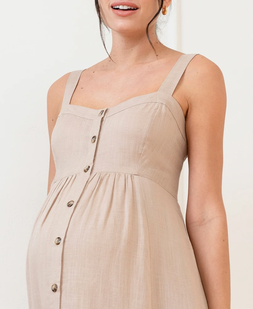 Seraphine Women's Linen-Blend Button-Front Midi Dress
