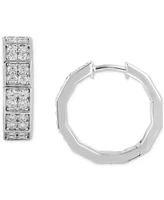 Men's Diamond Square Cluster Geometric Hoop Earrings (1 ct. t.w.), 3/4"