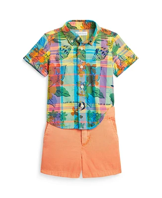 Polo Ralph Lauren Baby Boys Cotton Madras Shirt and Chino Shorts Set