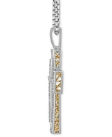 Men's Diamond Lattice Openwork Cross 22" Pendant Necklace (1/2 ct. t.w.) in Sterling Silver & 18k Gold-Plate