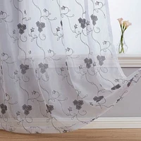 Audrey Embroidered Sheer Voile Window Curtain Short Rod Pocket Tiers For Kitchen Bedroom Small Windows Bathroom