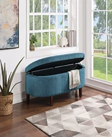 Office Star Jaycee 59.5" W Storage Bench in Wood with Azure Polyester Fabric Upholstery