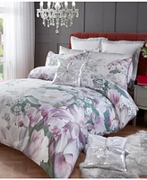 By Caprice Home 100% Cotton Lotus Flower Print Duvet Cover Set With Matching Pillow Cases Queen