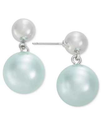 Charter Club Silver-Tone Color Imitation Pearl Drop Earrings, Created for Macy's