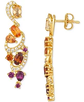 Le Vian Multi-Gemstone (2-1/2 ct. t.w.) & Vanilla Diamond (1/4 ct. t.w.) Swirl Drop Earrings in 14k Gold