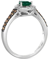 Le Vian Costa Smeralda Emeralds (1/2 ct. t.w.) & Diamond (1/4 ct. t.w.) Halo Ring in 14k White Gold