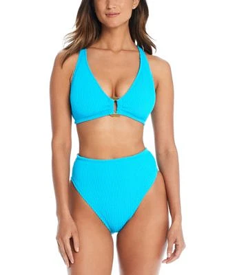 Bleu By Rod Beattie Womens X Back D Ring Bikini Top High Waist Bikini Bottoms