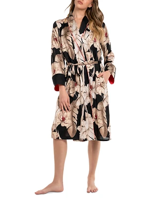 Midnight Bakery Women's Printed Satin Wrap Robe