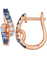 Le Vian Denim Ombre (3/4 ct. t.w.) & White Sapphire (1/8 ct. t.w.) Looped Small Hoop Earrings in 14k Rose Gold, 0.66"