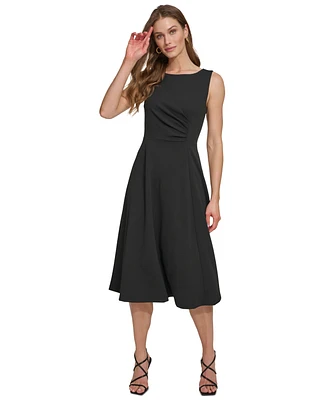 Dkny Women's Sleeveless Side-Ruched Midi Dress