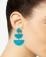 On 34th Gold-Tone Stone Bead & Woven Raffia Drop Earrings, Created for Macy's