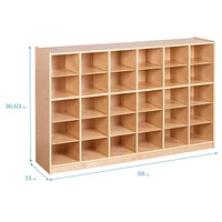 ECR4Kids 30 Cubby Mobile Tray Storage Cabinet, 5x6, Natural