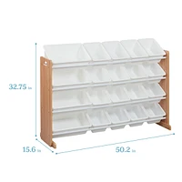 ECR4Kids 4-Tier Organizer with 20 Bins, Natural/Primary, 1
