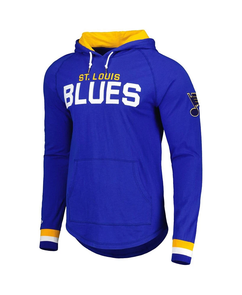 Men's Mitchell & Ness Blue St. Louis Blues Legendary Slub Hoodie Long Sleeve T-shirt