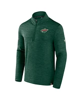 Men's Fanatics Heather Green Minnesota Wild Authentic Pro Quarter-Zip Pullover Top