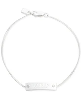 Lauren Ralph Lauren Sterling Silver Pave Logo Tag Link Bracelet