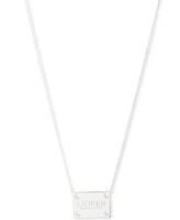 Lauren Ralph Lauren Sterling Silver Crystal Logo Pendant 15" Necklace