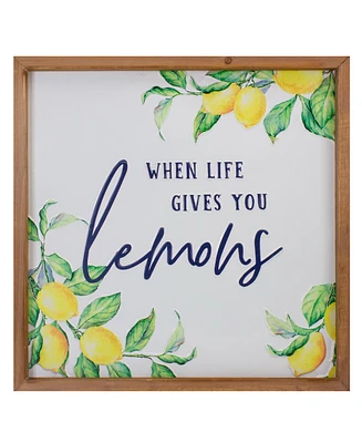 Northlight 16" Wooden Framed "When Life Gives you Lemons" Metal Sign Spring Wall Decor