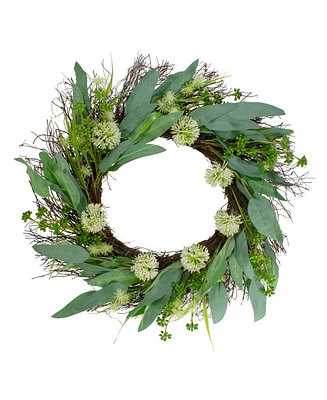 Northlight Olive Leaf and Floral Twig Spring Wreath, 23"