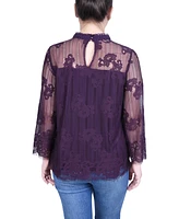 Ny Collection Women's 3/4 Sleeve Lace Blouse