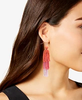 Style & Co Tonal Stone Beaded Fringe Chandelier Earrings, Created for Macy's