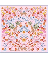 Jessie Zhao New York Double Sided Silk Scarf Of Pink Blossom Jungle