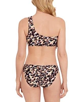 Salt Cove Womens Animal Print One Shoulder Bikini Top Hipster Bottoms Created For Macys