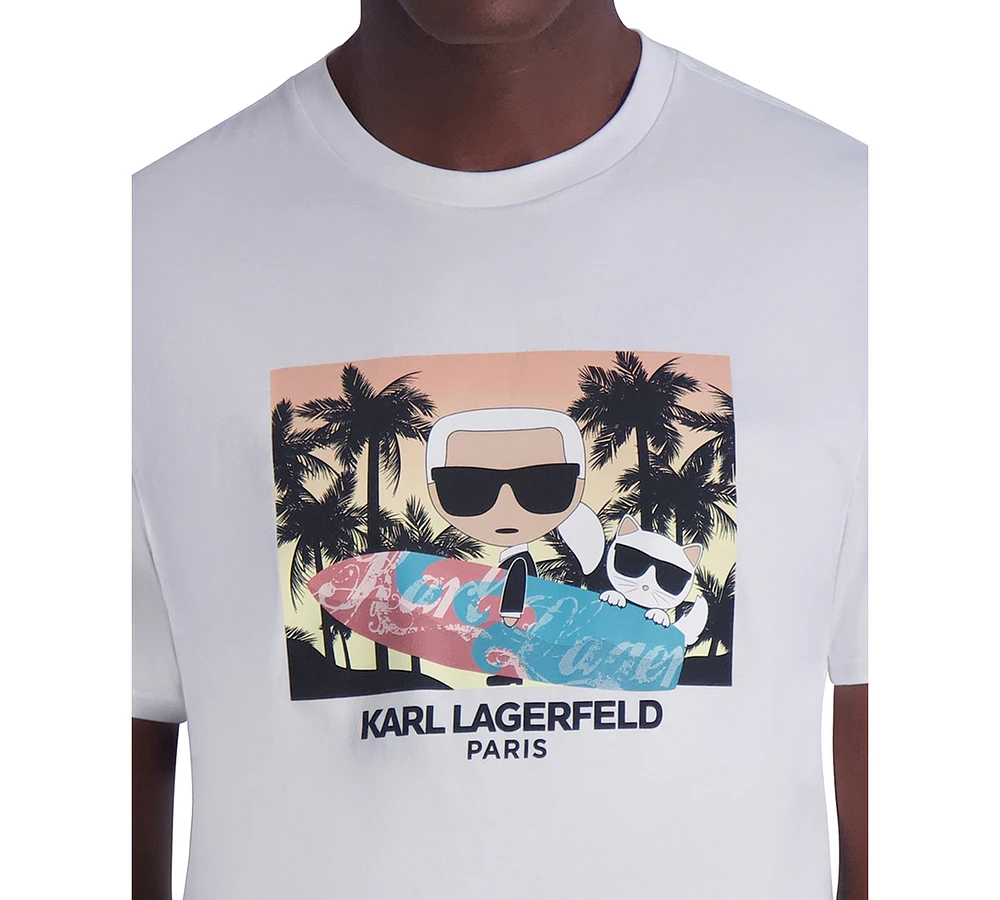 Karl Lagerfeld Paris Men's Surfer Cat Graphic T-Shirt