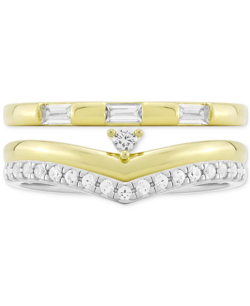 3-Pc. Set Lab-Grown White Sapphire Stack Rings (3/8 ct. t.w.) Sterling Silver & 14k Gold-Plate