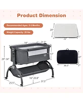 Costway 3-in-1 Portable Baby Bassinet Bedside Sleeper Cradle with Mattress& Storage Basket