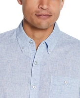 Weatherproof Vintage Men's Short Sleeve Solid Linen Cotton Shirt
