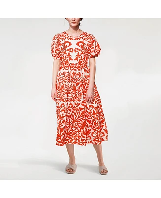 Jessie Zhao New York Red Coral Midi Dress