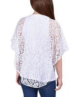 Ny Collection Women's Lace Poncho Top with Bar